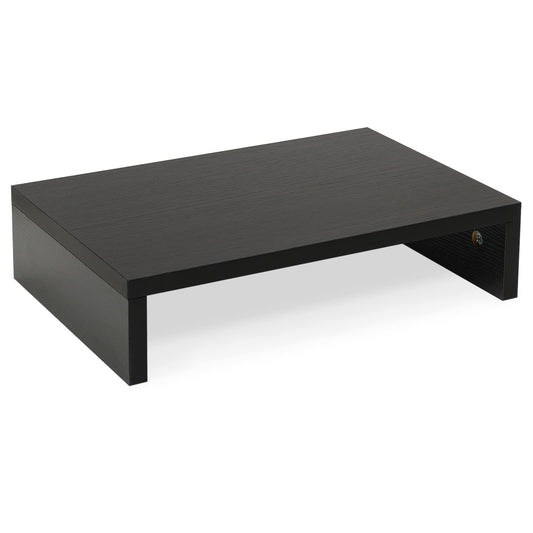 TEAMIX Black Monitor Stand Riser, Wood Desk Organizer for Laptop & Computer
