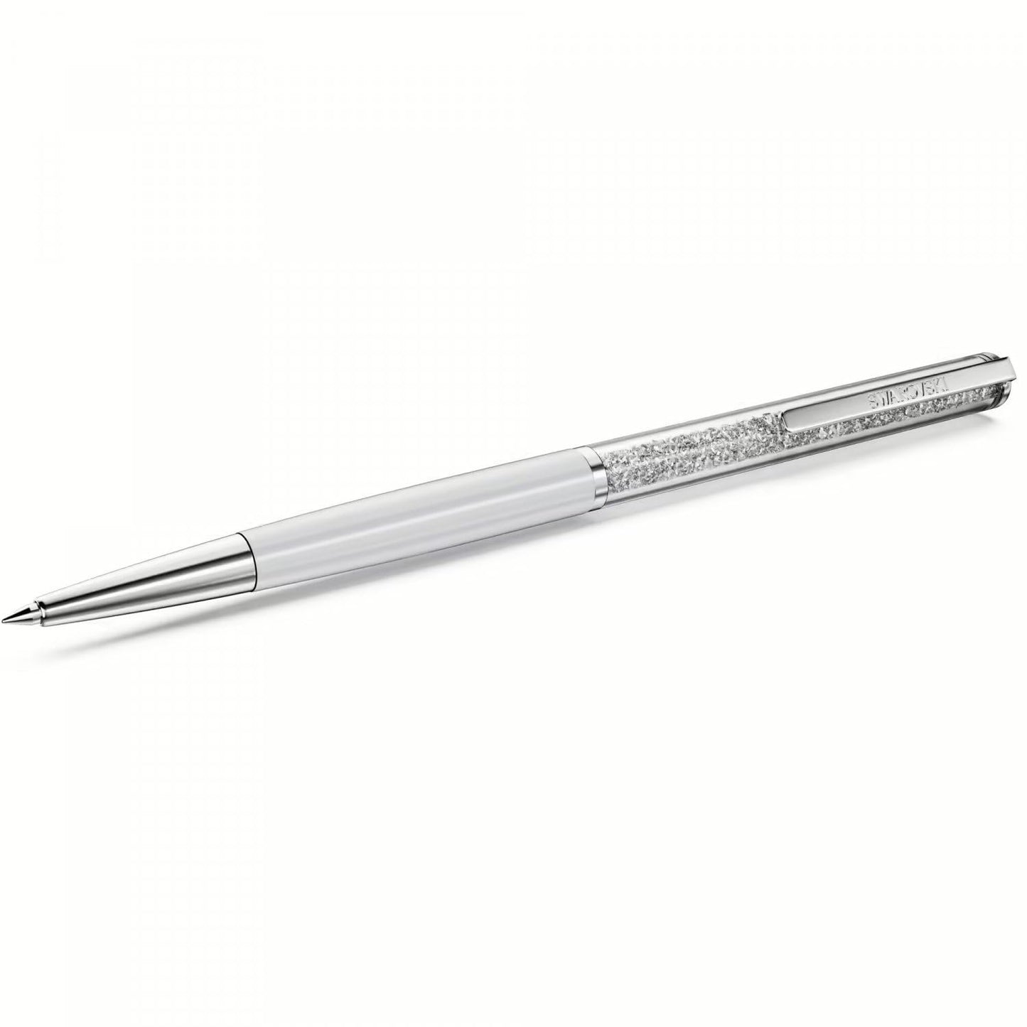 Swarovski Crystalline Silk ballpoint pen, White, White lacquered, Chrome Plated