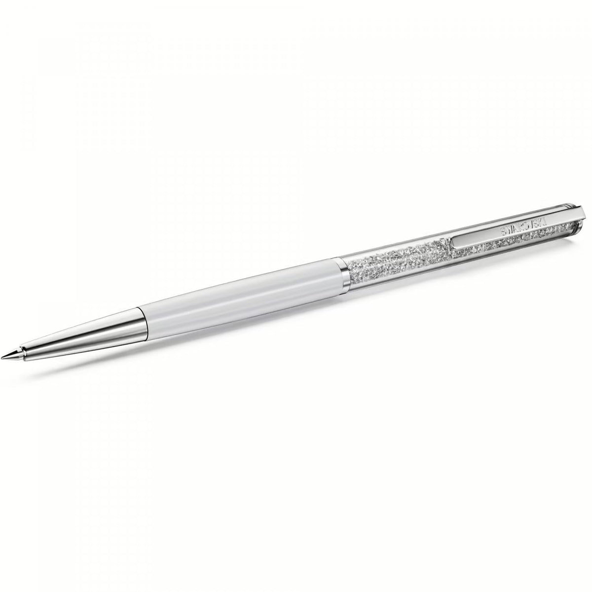 Swarovski Crystalline Silk ballpoint pen, White, White lacquered, Chrome Plated