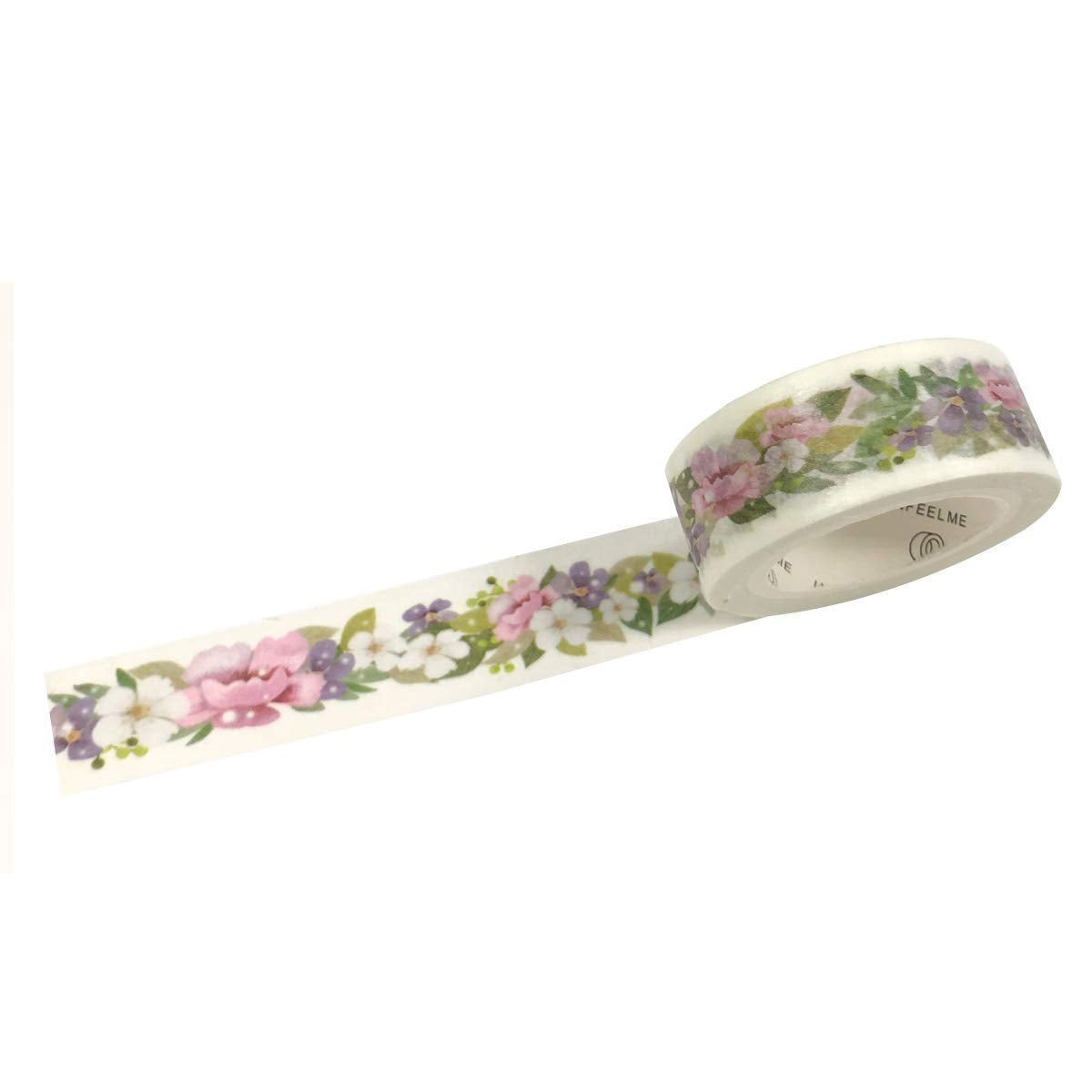 Wrapables Flowers and Greens Washi Masking Tape, 15mm x 7m Petunias