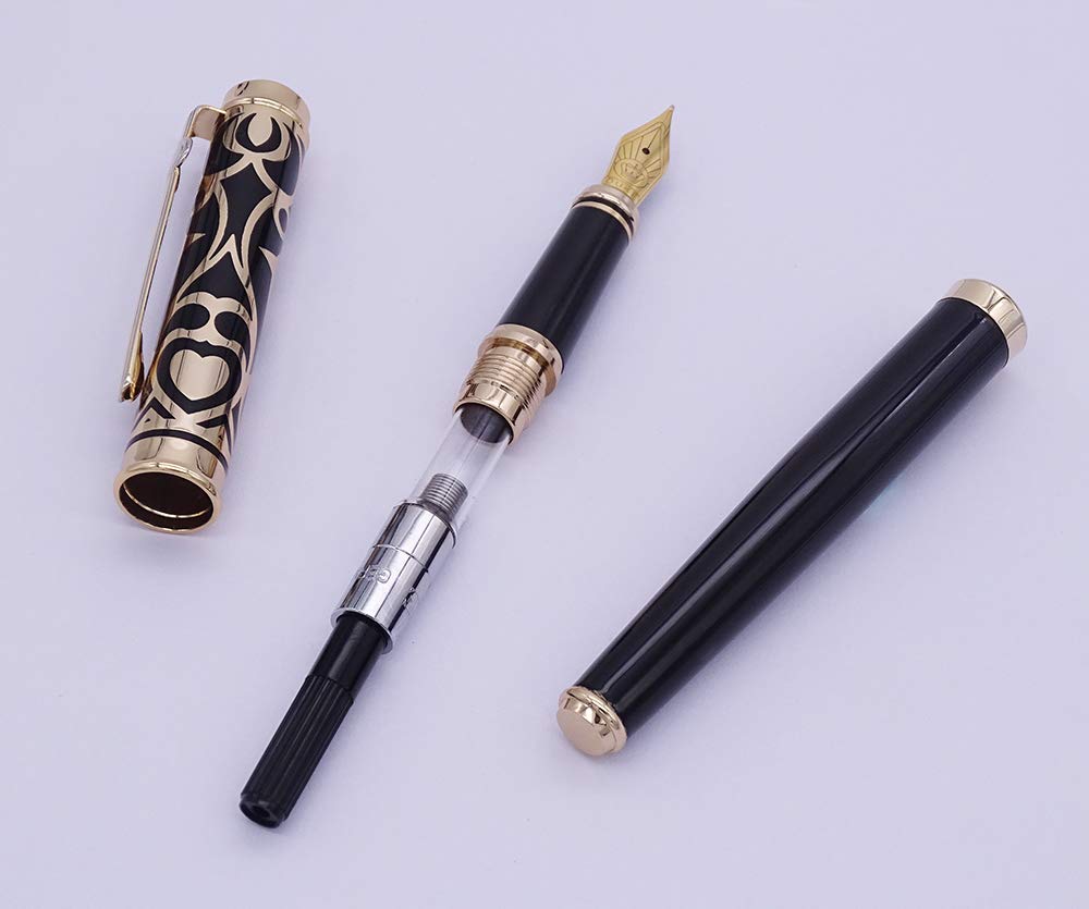 Lanxivi Duke Sweet Heart Pattern Gold Trim Fountain Pen Sapphire Jewerly Pen Pouch