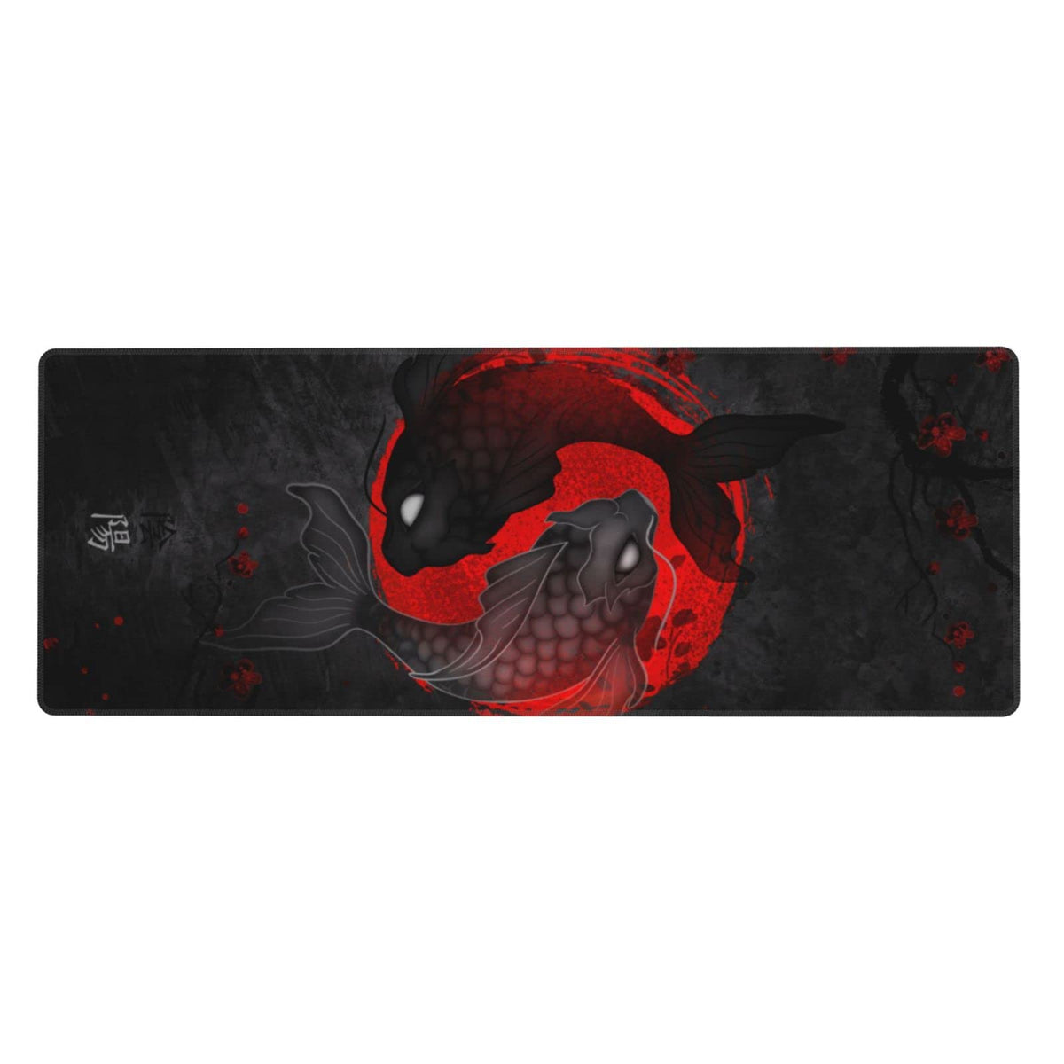 Japanese Yin and Yang Koi Carp Gaming Mouse Pad XL, Non Slip Rubber Base Mousepad, Stitched Edges