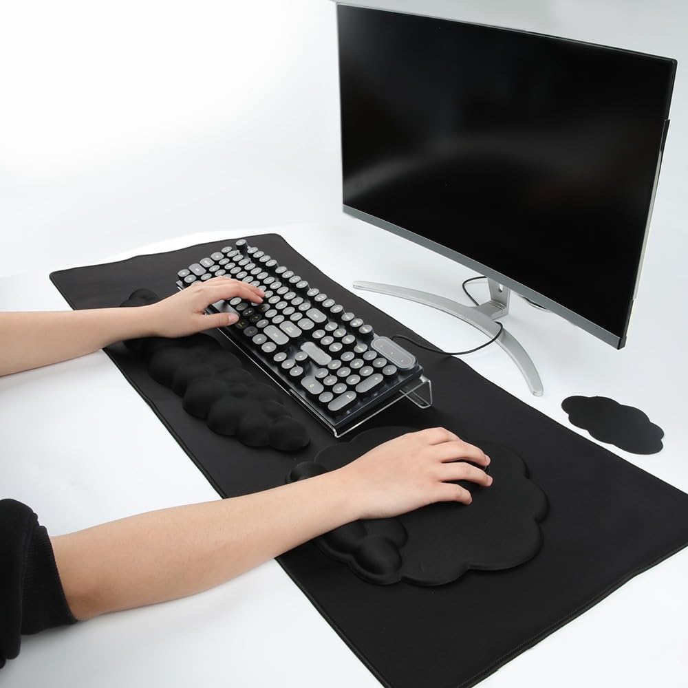 TheTrulyCharter Premium Quality Cloud Wrist Rest Keyboard & Mouse Pad Set – Ergonomic Memory Foam