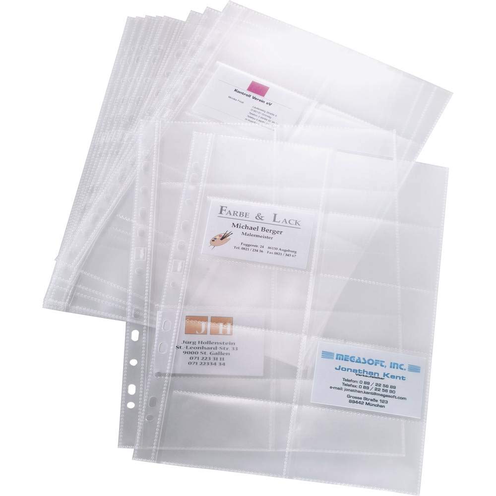 Sigel VZ351 Pockets for Business Card Organisers, Two Rows, A4, 10 Pockets, for up to 200 Cards