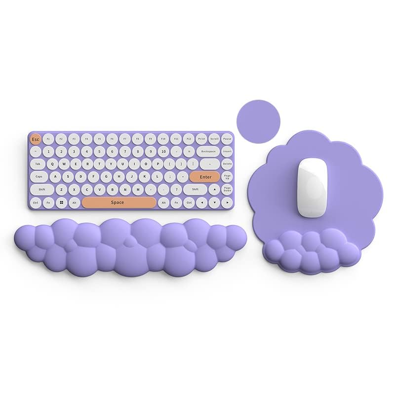 Lauspuck Cloud Keyboard Wrist Rest and Mouse Pad with Wrist Support Set, Ergonomic PU Leather