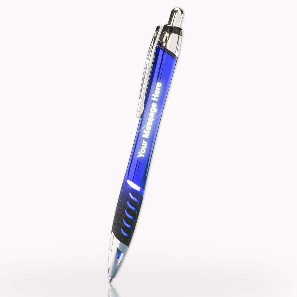 5 Custom Laser-Engraved Metal Ballpoint Pens With Illuminated Engraving & Grip. Available in 5