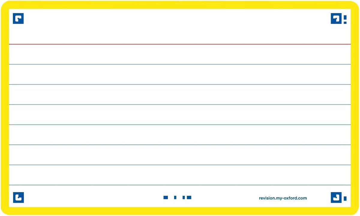 Flash Cards by Oxford, Ruled with Yellow Frame, Pack of 80 Cards, 7.5x12.5cm Size, 400133883