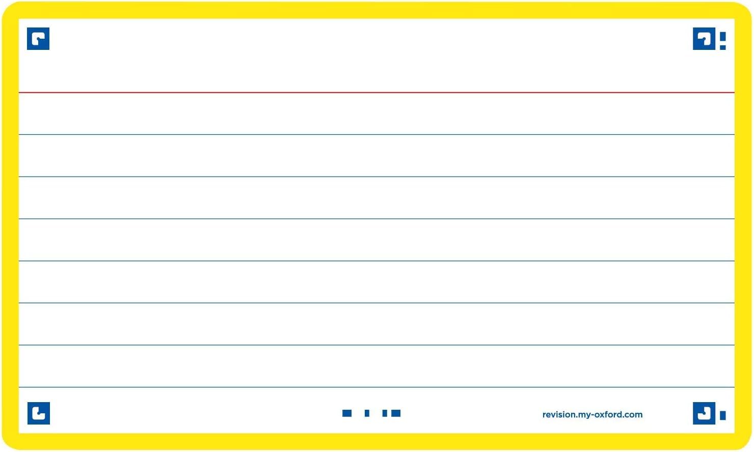 Flash Cards by Oxford, Ruled with Yellow Frame, Pack of 80 Cards, 7.5x12.5cm Size, 400133883