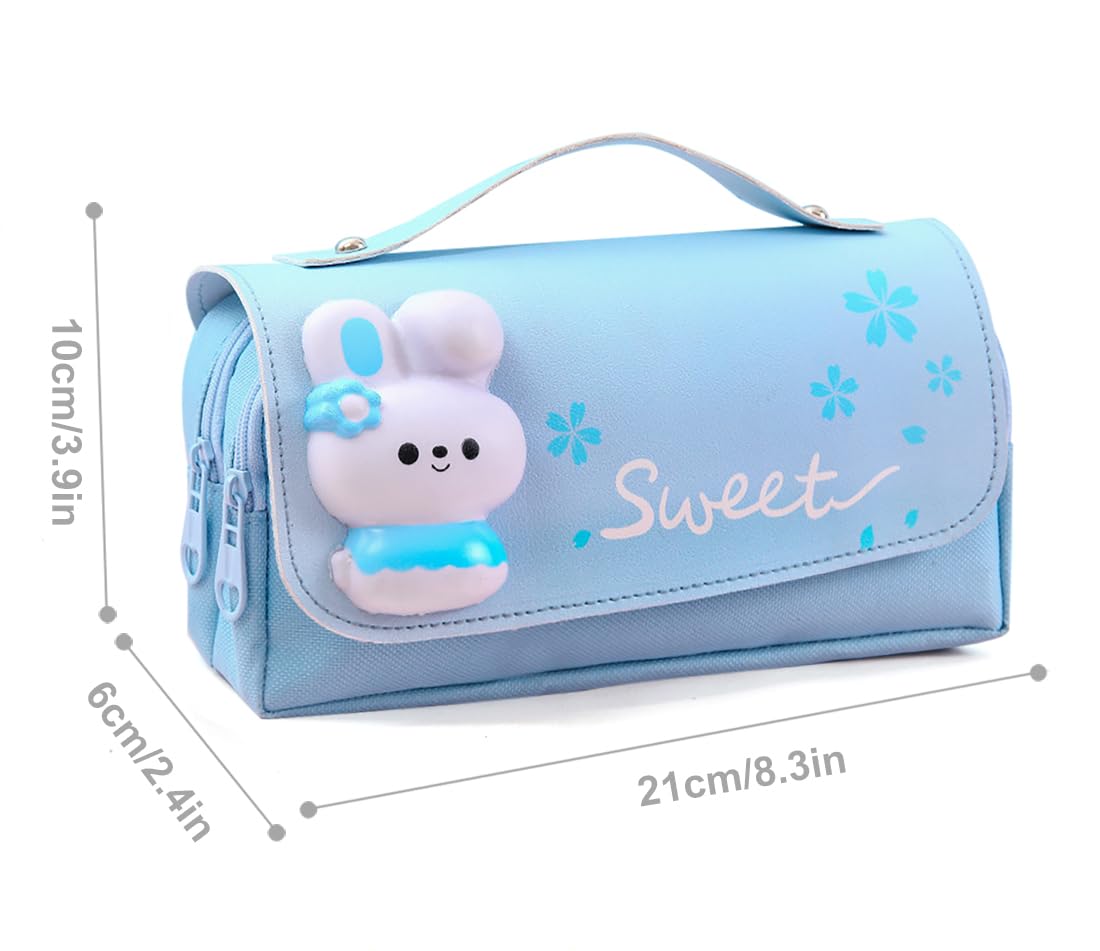 MCWTH Pencil Case for Girls, Kids Large Capacity Cute Pencil Box with Compartments School Organizer