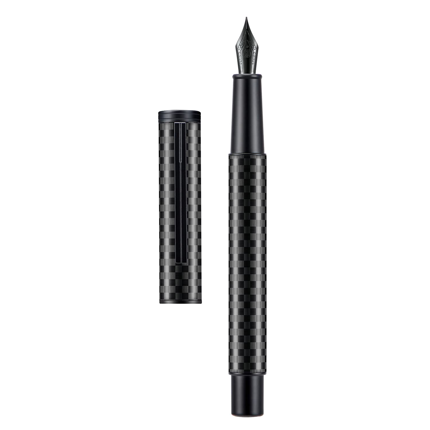 Hongdian Black Carbon Fiber Fountain Pen Extra Fine Nib Elegant Design Smooth Writer with