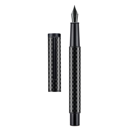 Hongdian Black Forest Carbon Fiber Fountain Pen Medium Nib Modern Design Smooth Writing Pen with