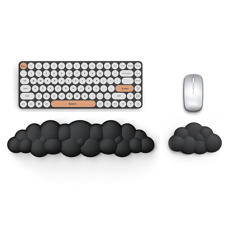 Lauspuck Cloud Keyboard Wrist Rest Pad Set,Enlarge PU Leather Memory Foam Wrist Cushion