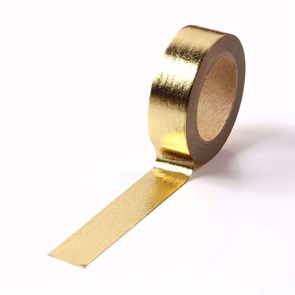 MEI YI TIAN 6 Rolls Solid Gold Foil Washi Tape Set 15mmx10m Gilding Paper Adhesive Masking Tapes