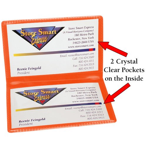 STORE SMART - Orange Folding Business Card Holders - 10 Pack - Polypropylene Plastic (RPP2915O-10)