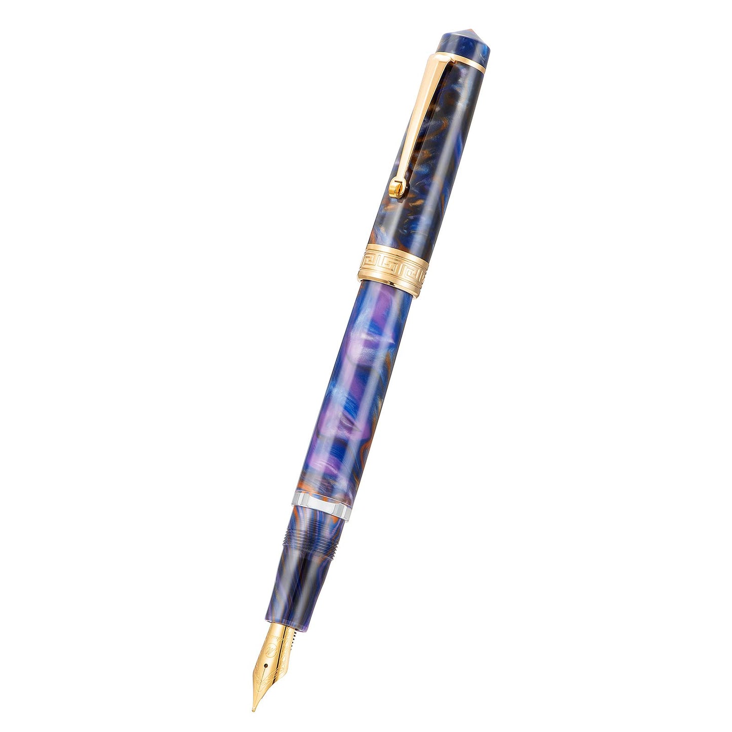 Asvine P20 Piston Fountain Pen Purple Resin, Iridium Medium Nib Gold Trim Business Signature