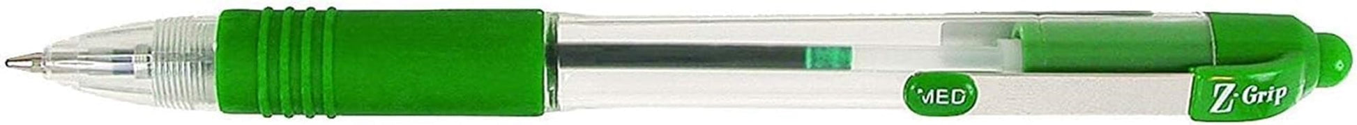 Zebra Pen Z Grip Green Pens Ballpoint, Smooth & Comfortable Pens With Pocket Clip, Retractable