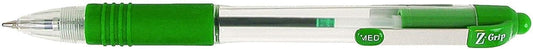 Zebra Pen Z Grip Green Pens Ballpoint, Smooth & Comfortable Pens With Pocket Clip, Retractable