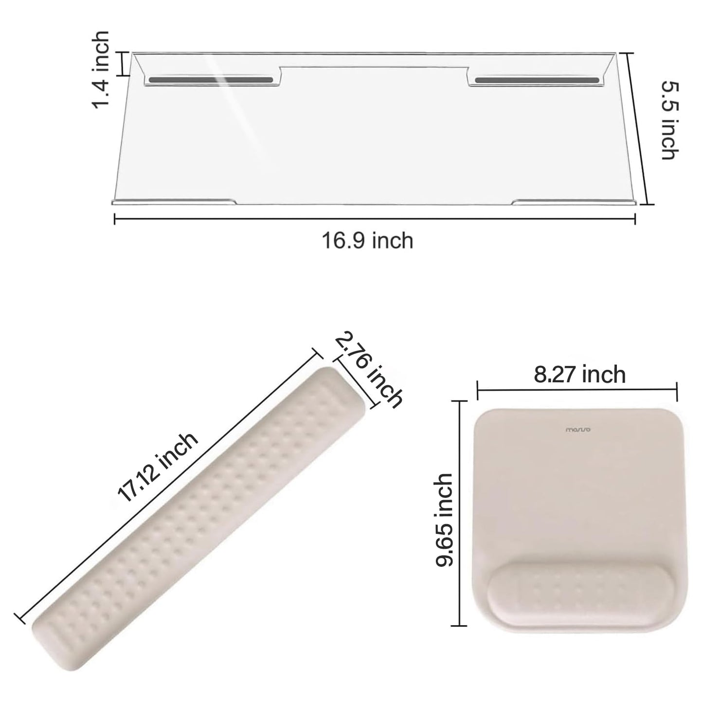 MOSISO Keyboard Stand&Wrist Rest Support for Keyboard &Mouse Pad Set