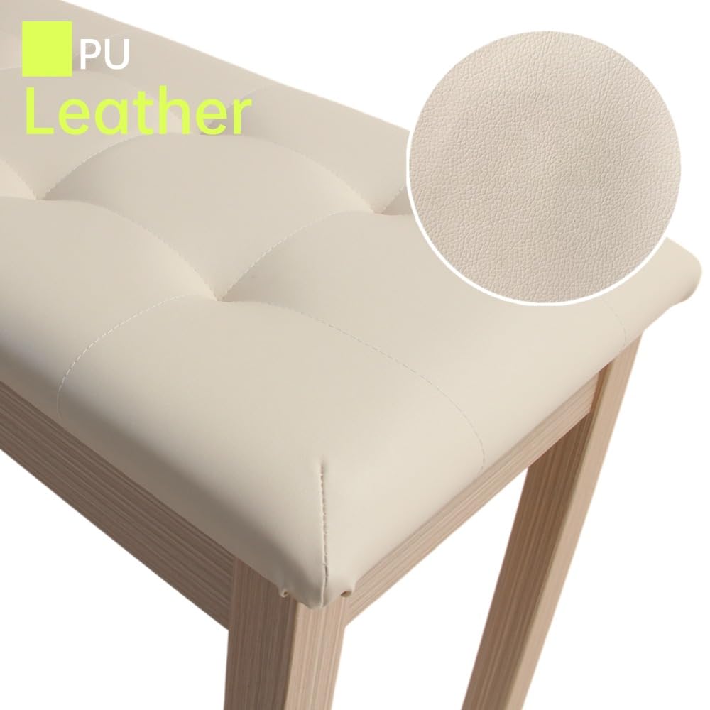 Sanpuli Solid Wood Duet Piano Bench with Storage, Piano Stool and Padded Cushion, Keyboard Bench