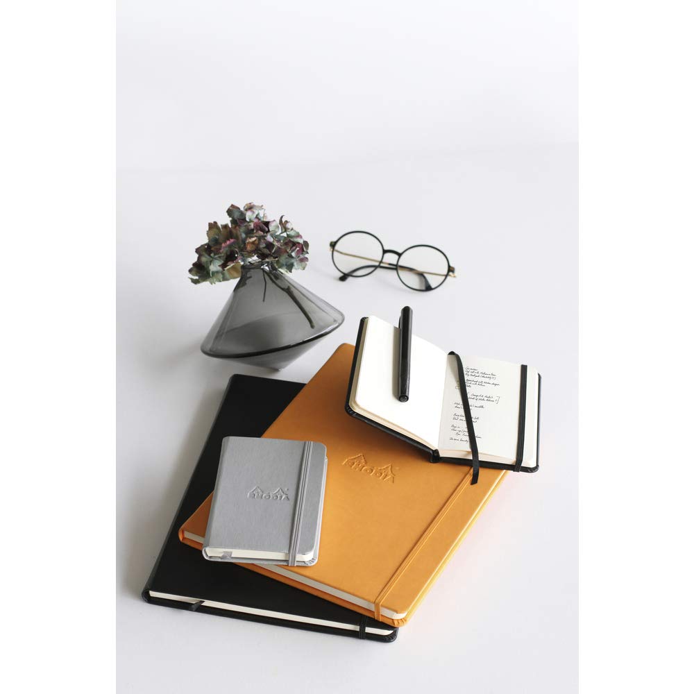 RHODIA 118069C - Rigid Black Webnotebook - A6 - Lined - 192 pages - Clairefontaine Ivory Paper 90
