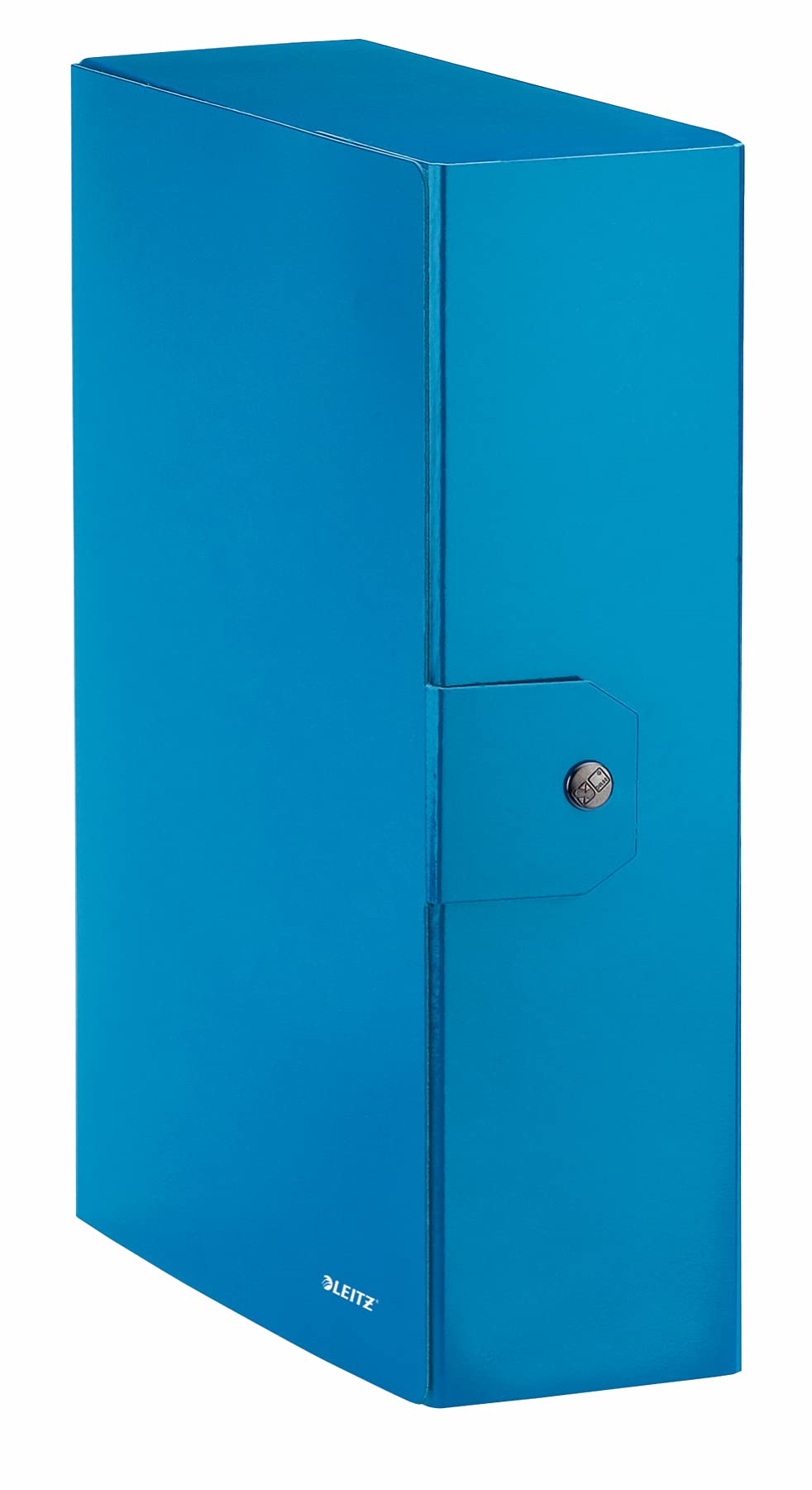 Leitz - Filing Box, Button Closure, in plasticized Cardboard, Blue Metallized, 24 x 35 x 10 cm