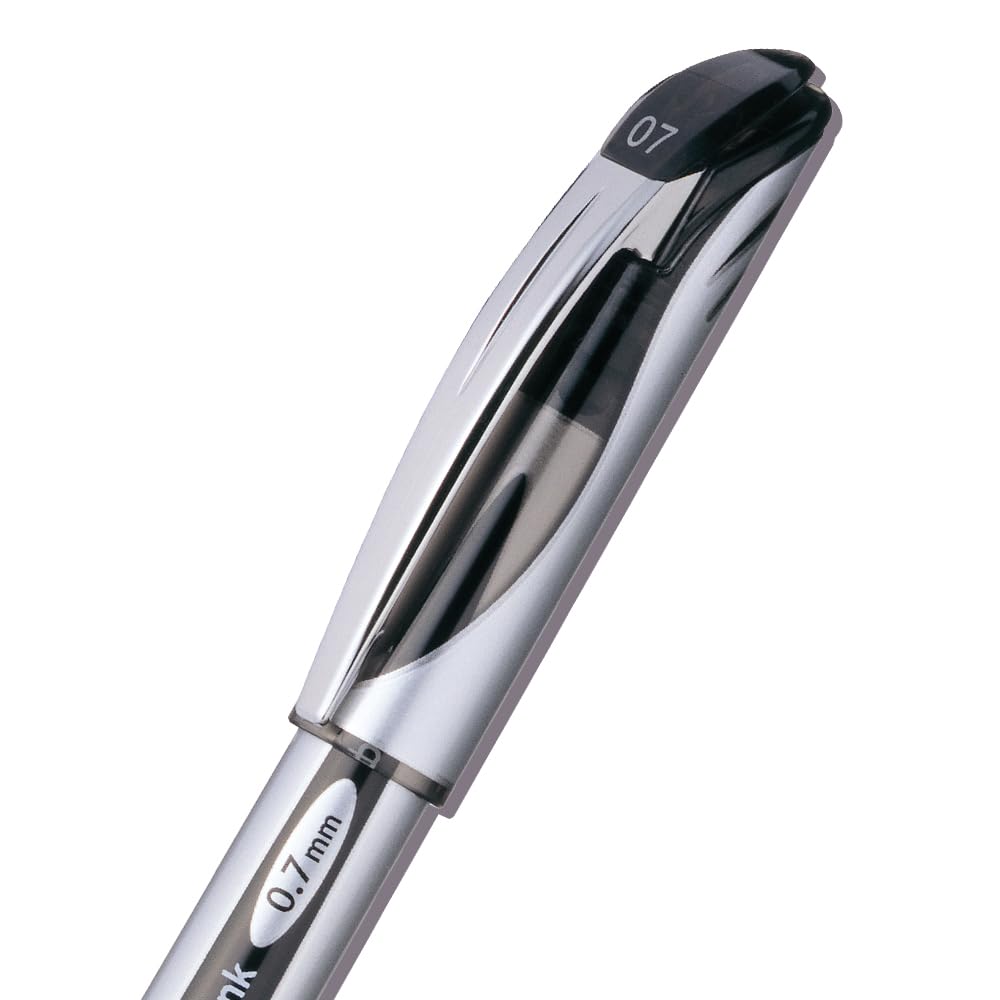 Pentel EnerGel Deluxe Liquid Gel Pen, Medium Line, Metal Tip, Black Ink, Box of 12 (BL57-A)