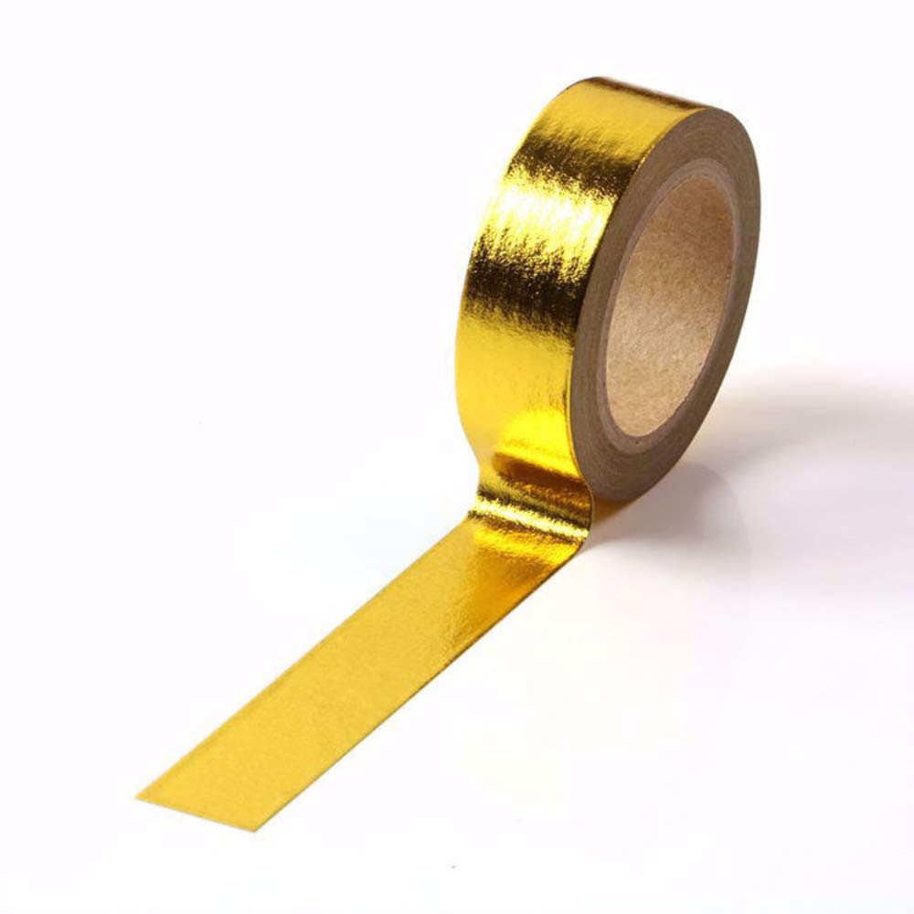 6 Rolls Solid Yellow Gold Foil Washi Tape Set 15mm x 10m Length Gilding Stamping Paper Adhesive