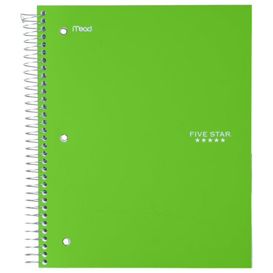 Five Star Spiral Notebook, 3 Subject, Wide Ruled Paper, 150 Sheets, 10-1/2" x 8" Sheet Size, Lime