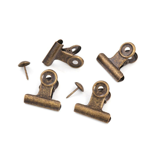 YUCHIYA 10 Pack Bulldog Clips with 10 Push-pins, Paper File Clips with Strong Spring, Large Metal