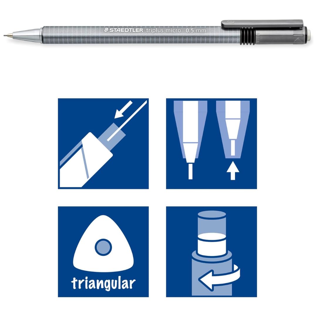 STAEDTLER Triplus Micro 0.5mm Mechanical Pencils #2, 6 Pack, 18 total count