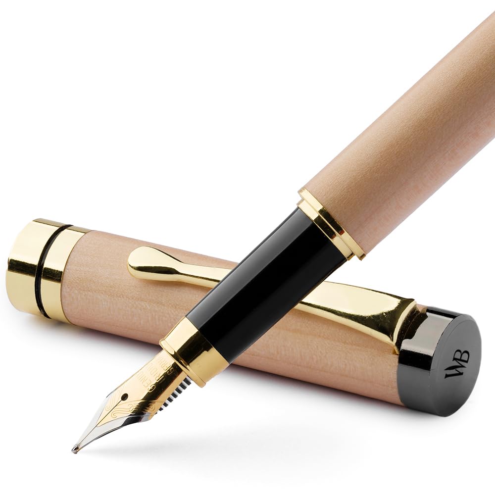 Wordsworth & Black Bamboo Wood Fountain Pen Set for Writing, Medium Nib