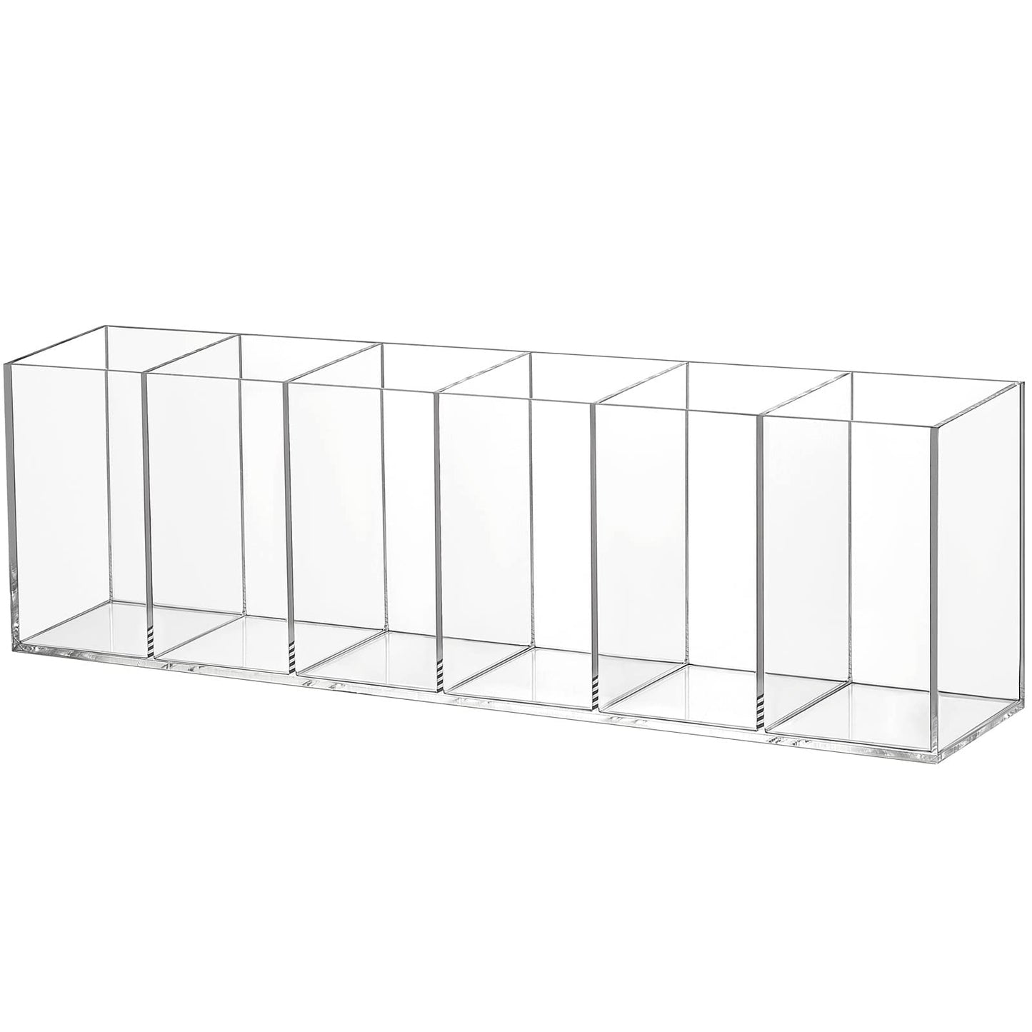 Jetec 6 Compartments Acrylic Pen Holder, Pencil Makeup Brush Holder(Clear)
