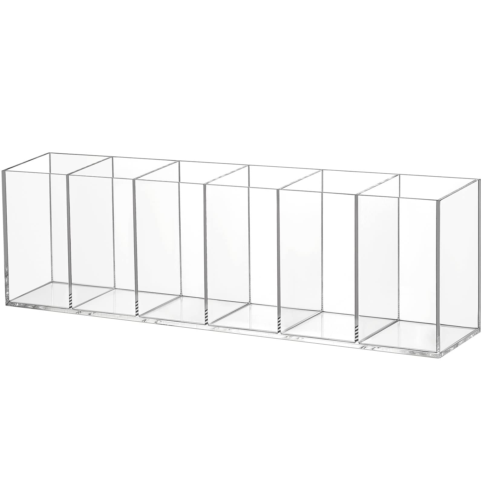 Jetec 6 Compartments Acrylic Pen Holder, Pencil Makeup Brush Holder(Clear)