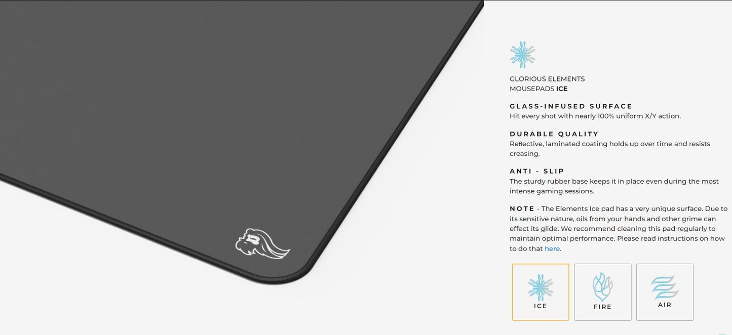 Glorious Elements Mousepad - XL Mouse Pad - Glass Infused Flexible Cloth Computer Desk Pad for