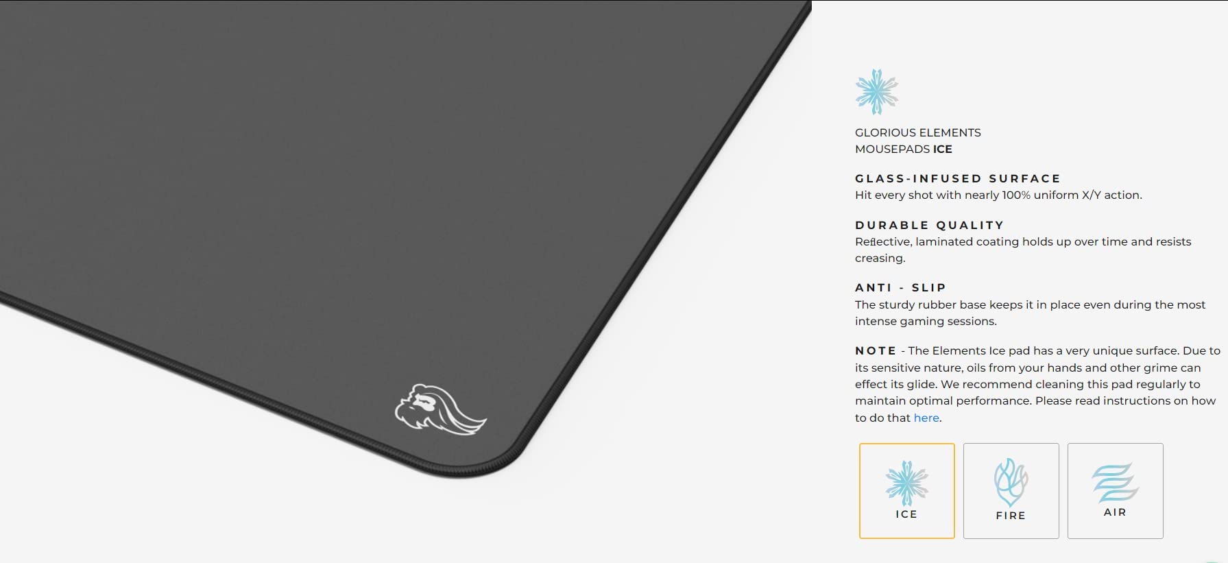 Glorious Elements Mousepad - XL Mouse Pad - Glass Infused Flexible Cloth Computer Desk Pad for