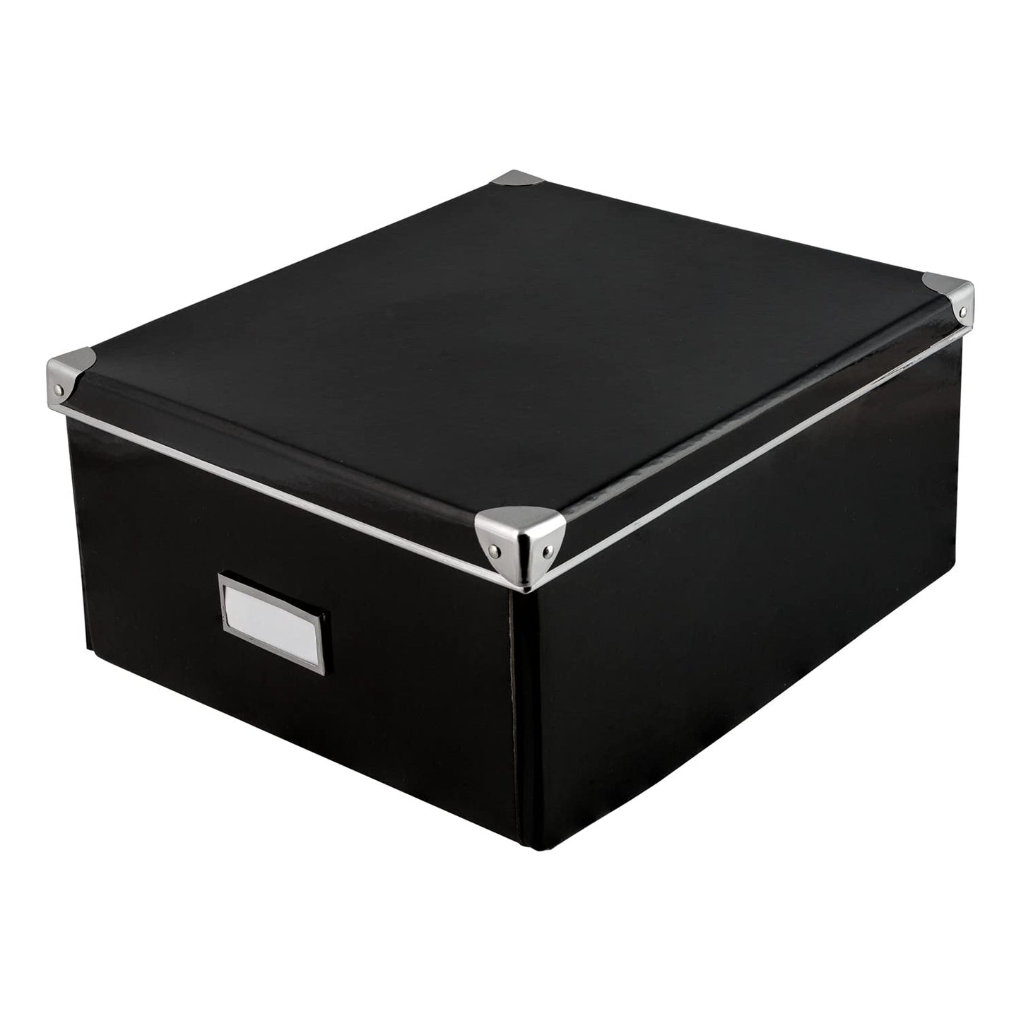 Idena storage box made of solid cardboard, lid reinforced with metal, including labelling field