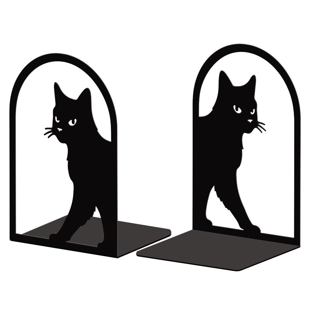 Peacoblue 5.3"x4.3"x7.9" Metal Bookends, Heavy Duty Book Ends for Shelves