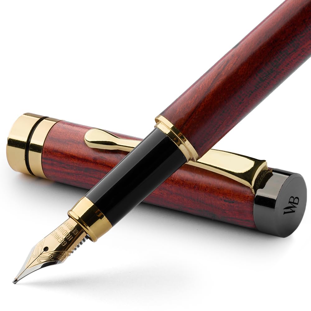 Wordsworth & Black Bamboo Wood Fountain Pen Set for Writing, Medium Nib