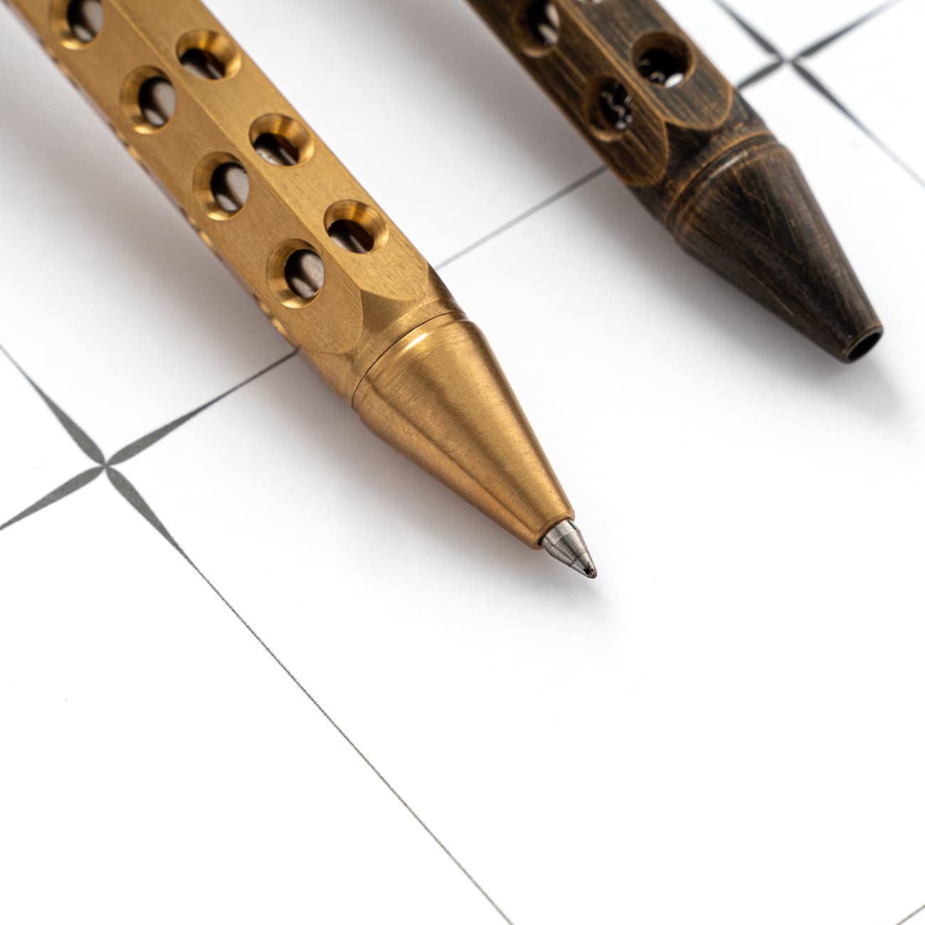 SMOOTHERPRO Solid Brass Bolt Action Pen with Extra Refill Hexagonal Six Edge Hollow Out Grip for