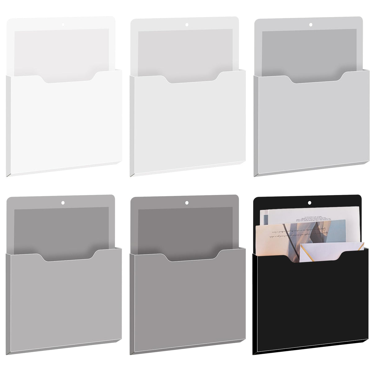 Fuutreo Magnetic Wall File Holder,6pcs,Achromatic Colors,Vertical-large