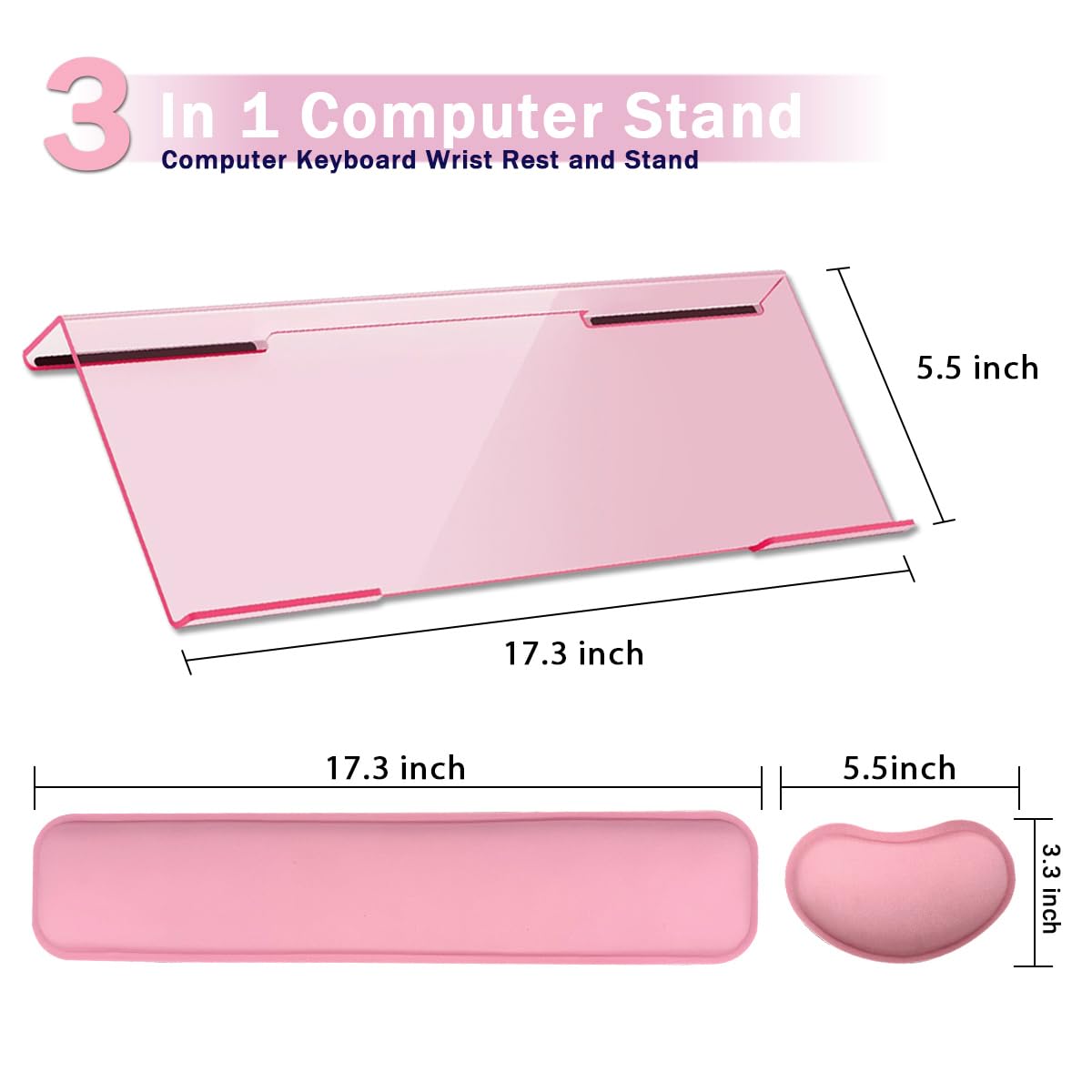 Computer Keyboard Wrist Rest Stand Set for Desktop, Keyboard Holder Easy Typing with Wrist Pad for