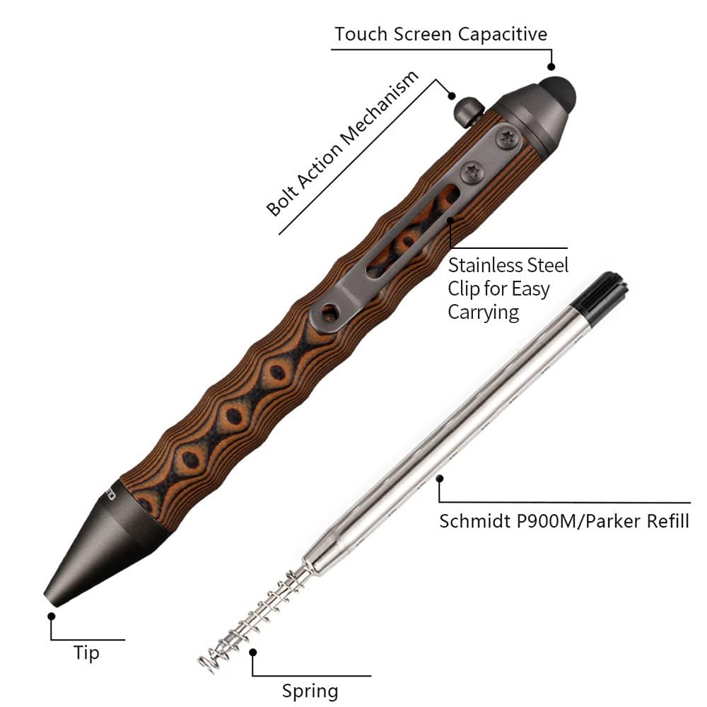 Cool Hand 4.5'' G10 Bolt Action Pens, EDC Ballpoint Ink Refillable