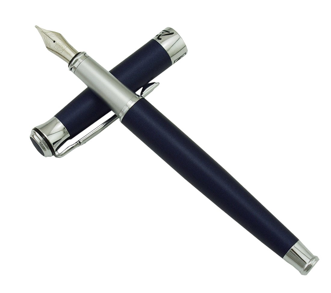Lanxivi Picasso 903 Fountain Pen Matte Blue Purple Fine Nib Sweden Flower King on Top with Pen Box