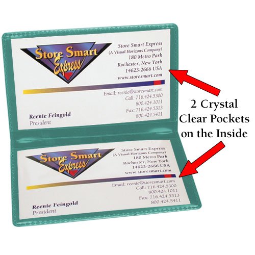 STORE SMART - Metallic Green Folding Business Card Holders - 25 Pack - Polypropylene Plastic