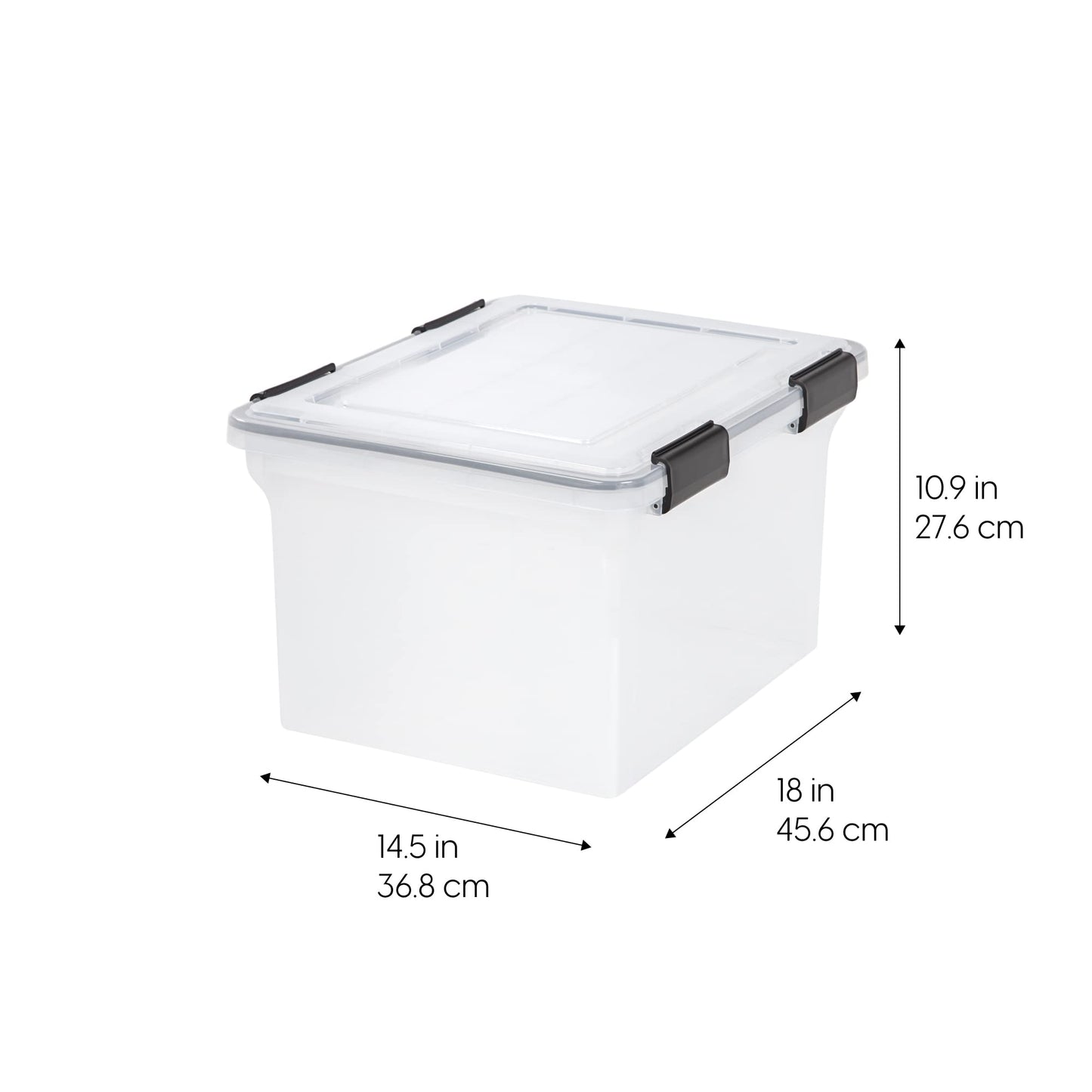 IRIS USA WeatherPro File Box Organizer, Letter/Legal, 32 Qt. Clear