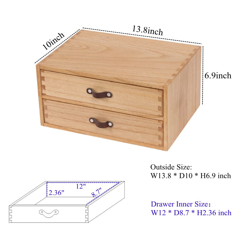 DDYURI Wooden Desk Organizer with 2 Drawers - Desktop Storage Drawers for Office Supplies File