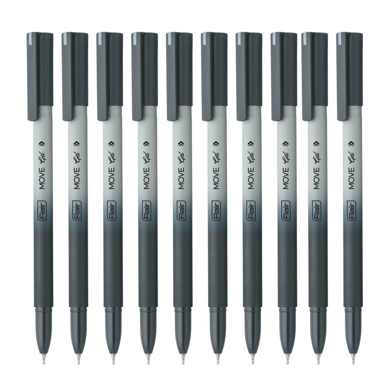 FLAIR Move Gel Pen | Black & Grey Aesthetic Pastel Matt Finished Body | Effortless Writing With
