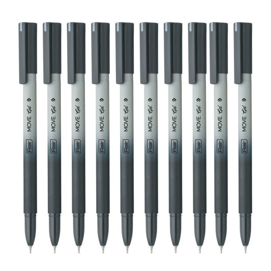 FLAIR Move Gel Pen | Black & Grey Aesthetic Pastel Matt Finished Body | Effortless Writing With