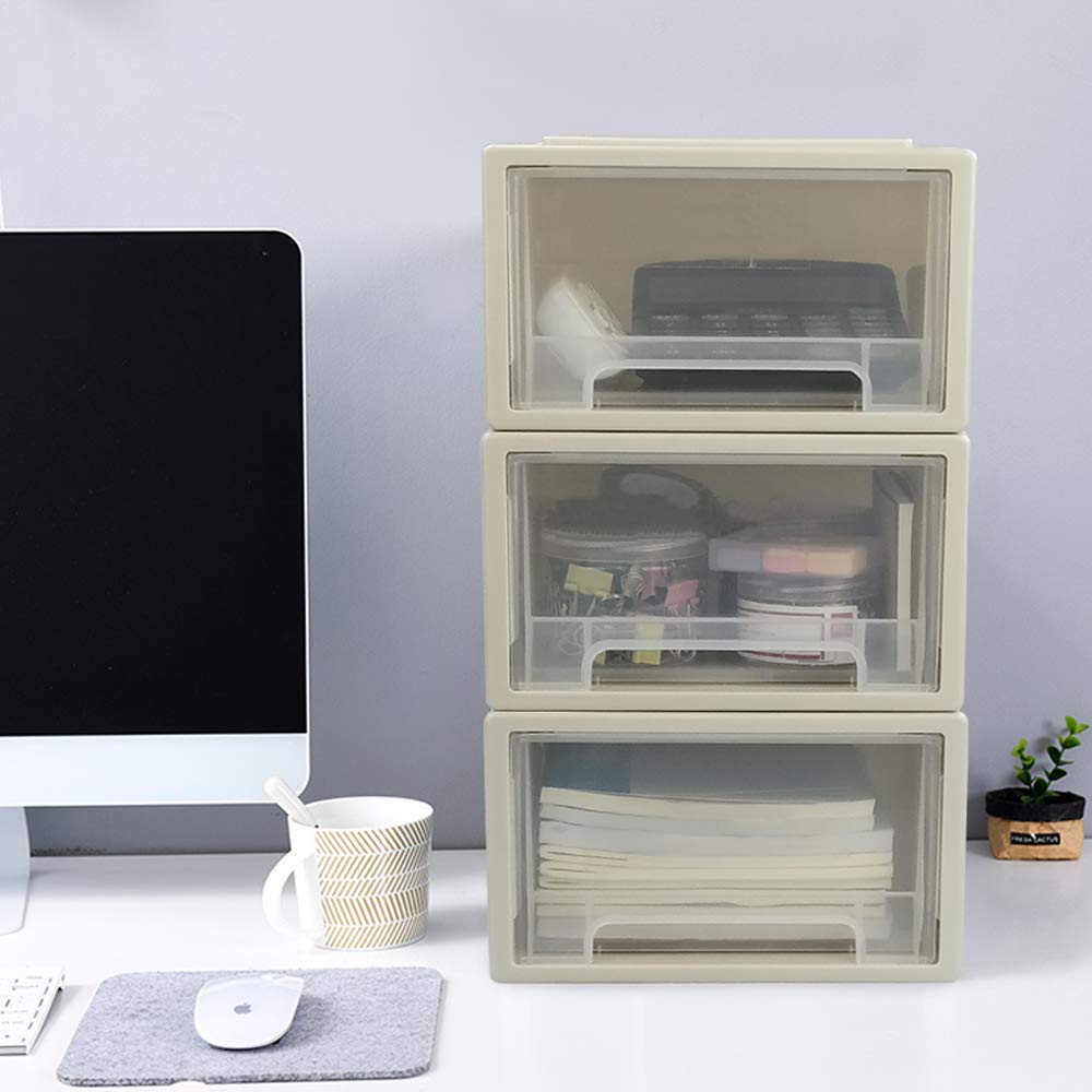 Jandson 6 Quart Plastic Chest of Drawers, Desktop Office Organizer, 3 Pack