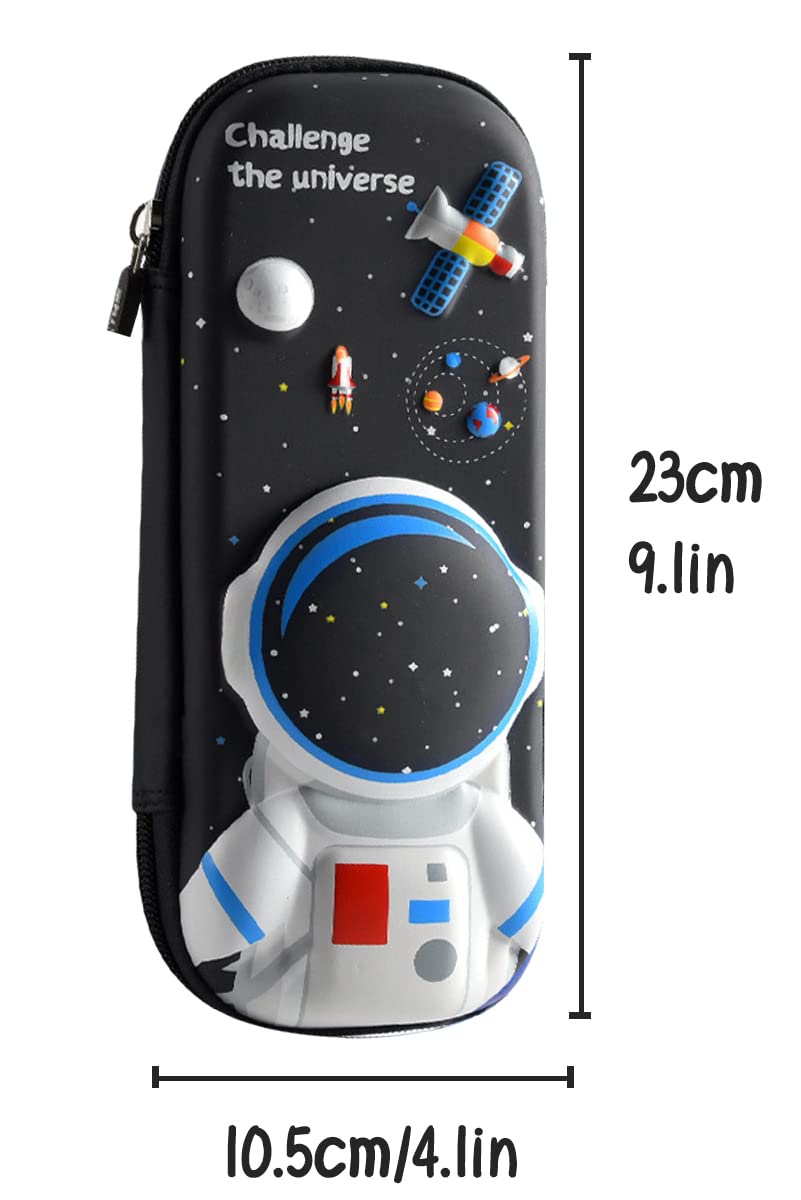 MCWTH Pencil Case for Kids Boys 3D Astronaut Large Capacity Waterproof Pencil Box with Compartments